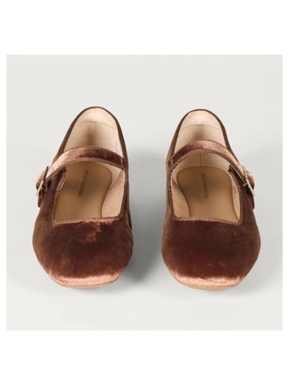 Mary Jane Ballet Flats Velvet Padded Memory Foam Buckle Strap Square Toe - Picture 3 of 5
